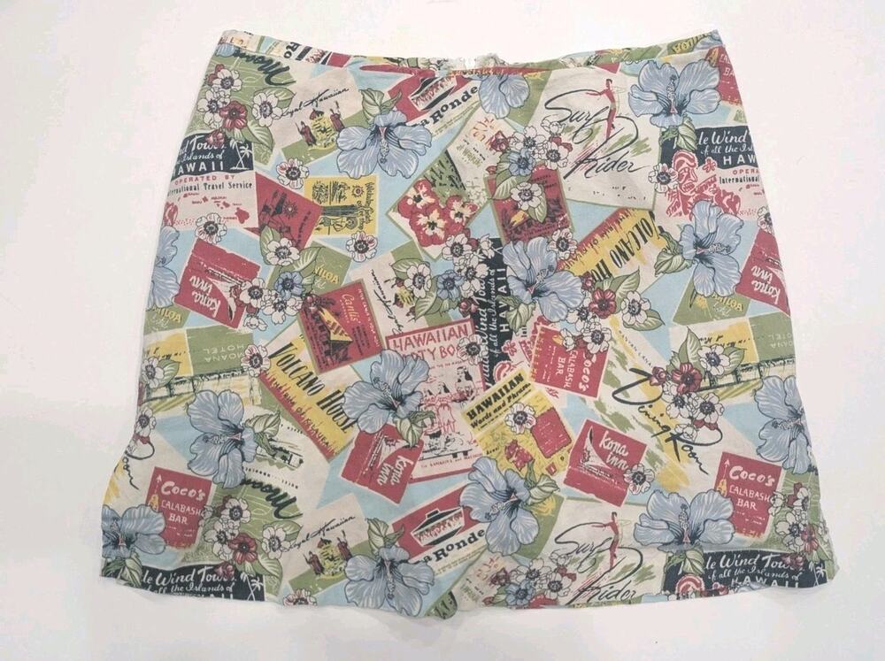 Vintage JN Apparel NY Hawaiian Postcard Print Skort - Kona Inn Tiki Souvenir 10P